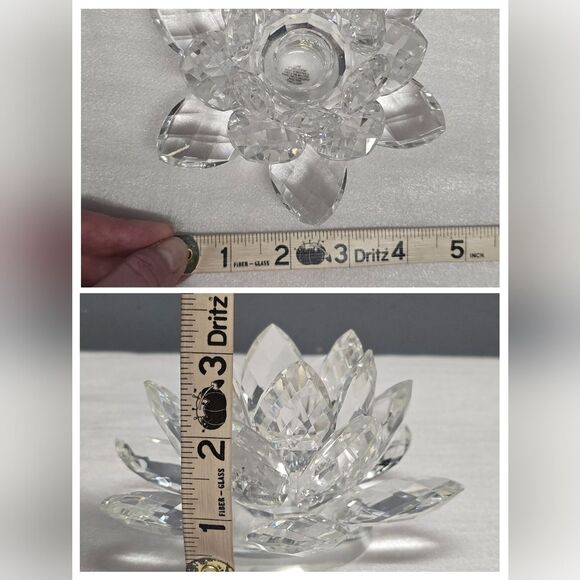 Shannon Crystal by Godinger Lotus Clear Candle Holder set NIB - Picture 5 of 6